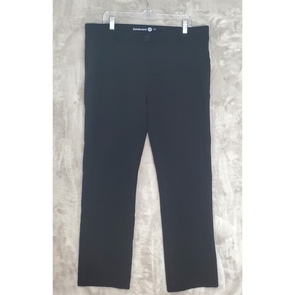Betabrand Dress Pant Yoga Pants Women's 2X Black Straight Leg Pull-On Workwear